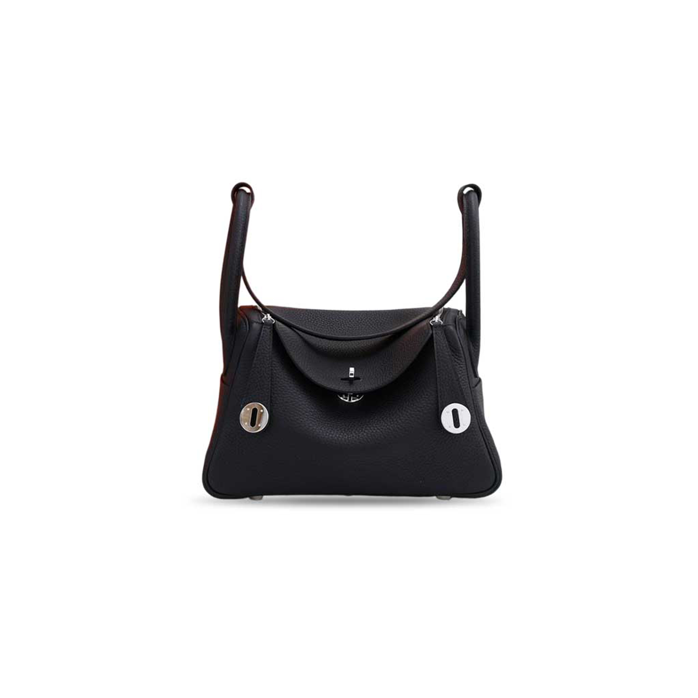 HERMÈS LINDY 26 CLEMENCE LEATHER BLACK TOTE BAG (26*18*12cm)